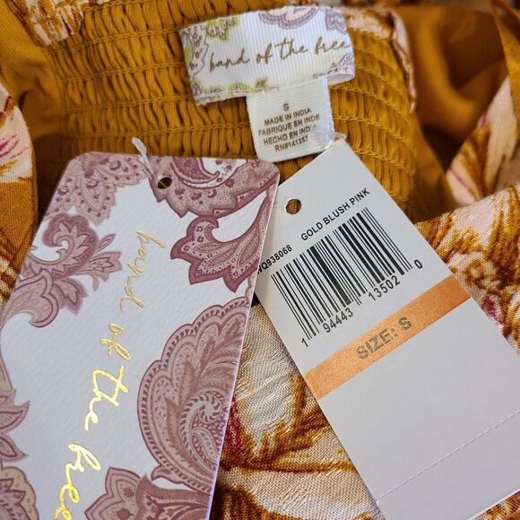 NWT Band of the Free Size Small Gold Yellow Cut Out Back Long Sleeve Mini Dress - Picture 14 of 15